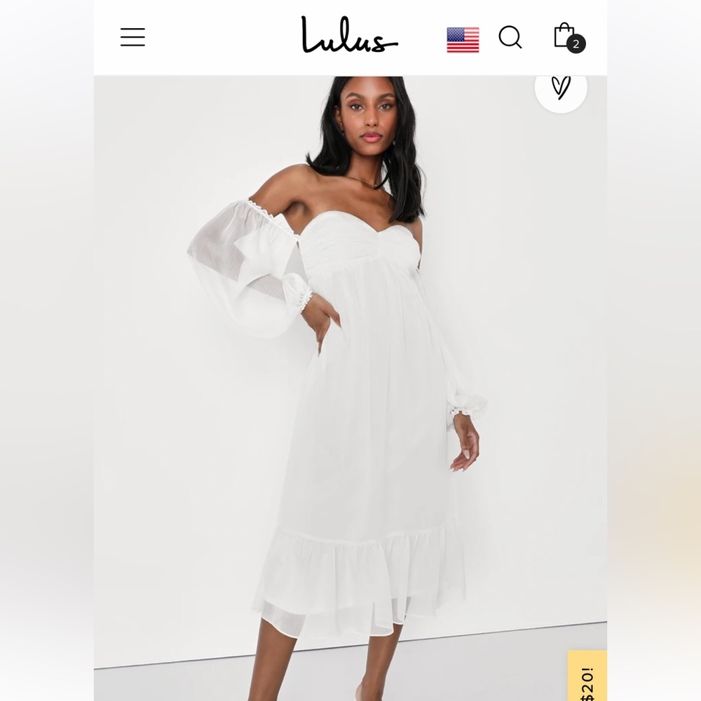 White off the shoulder midi dress Lulus